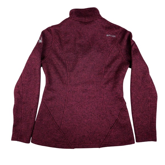 Spyder Women Burgundy Heathered Full Zip Fleece Jacket Size S - Picture 3 of 8